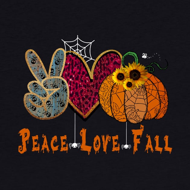 Peace Love Pumpkin Fall Halloween CuteFor Men And Women by BuzzTeeStore